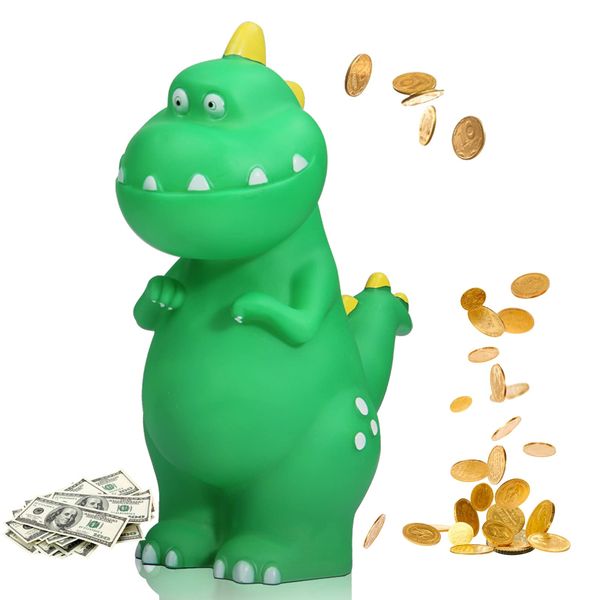 Piggy Bank, Money Box For Kids, Cartoon Green Dinosaur Money Bank, Kids Money Box, Personalised Money Box for Boys Gilrs Kids Adults Birthday Children's Day Gifts