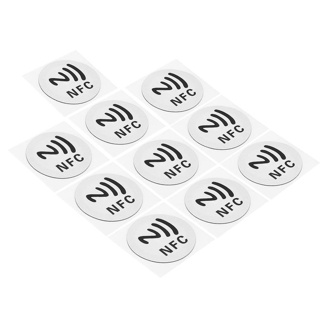 PATIKIL 10pcs NFC Sticker NFC213 Tag Sticker 144 Byte Memory Full Programmable Blank Round 30mm Diameter NFC Tag for Phone NFC Enabled Devices White