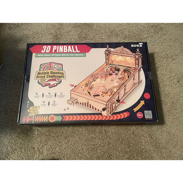 ROKR Pinball Machine 3D Wooden Puzzle Amusing Table Game Toy Gift Build Your Own