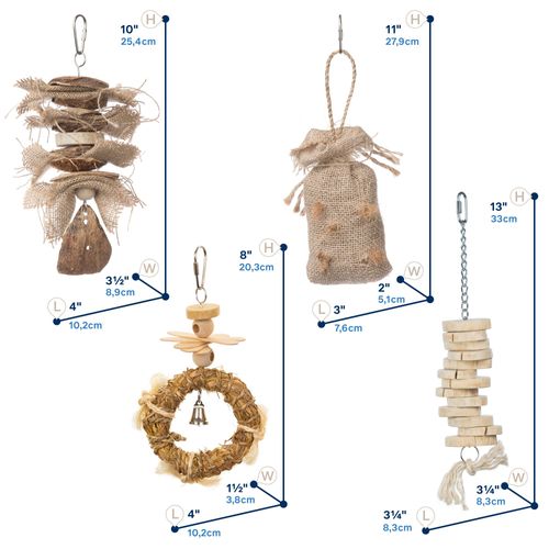 Prevue Pet Products Wholesome Naturals 4 Piece Bird Toy Bundle