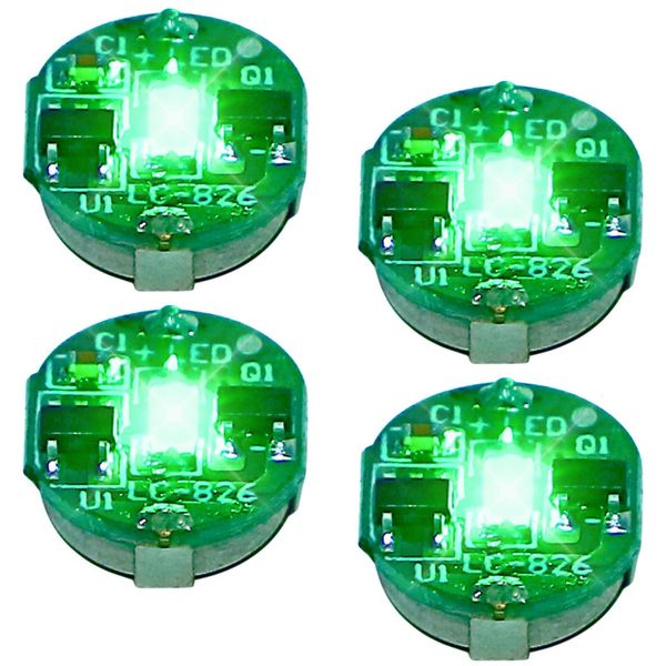 CHASO 4pcs Small LED Light Magnetic Switch Wireless Plastic Model Figure Gunpla Diorama Mini Decorative Button Cell Green