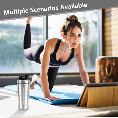 JOLIGAEA Stainless Steel Protein Shaker, 750 ml Shaker Protein Sports Fitness Protein Shaker Protein with Scale Ideal for Protein, Diet and Fitness Shakes