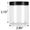 JUVITUS 8 oz Clear PET Plastic Refillable Jar with Black Smooth Lid (6 pack)