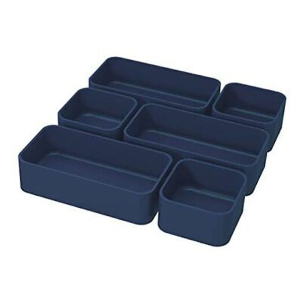 6 Pcs Stackable Drawer Organizer Set Desk Drawer Dividers, Military blue