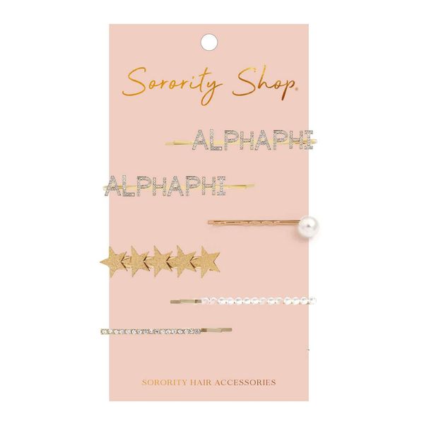 Alpha Phi - Sorority Hair Clips - 6/pack