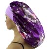 Satin Bonnet Silk Bonnet for Braids Sleeping Long Curly Hair Bonnet Satin Sleep Cap for Women XL Large Satin Sleep Bonnets (X-Large Floral Purple)