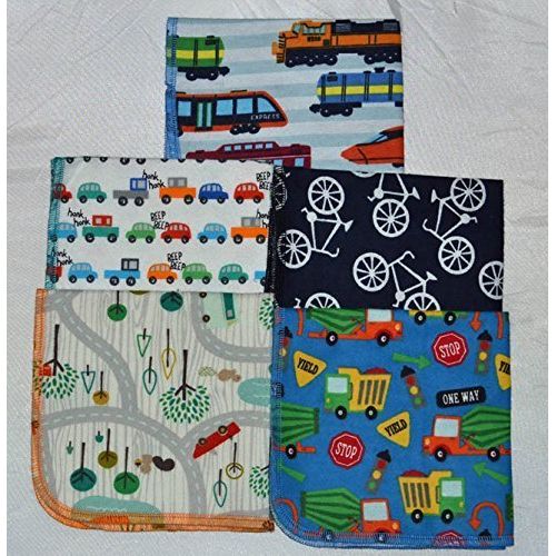 Trucks Cars and Dirt 1 Ply 12x12 Inches Set of 5 Printed Flannel Paperless Towels