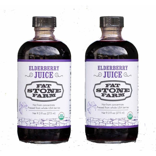 Fat Stone Farm Pure Organic Elderberry Juice 2x 9.3 fl. oz (New)