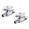2 PCS 1/4 Turn Straight Stop Valve 3/8" OD Compression X 1/2" PEX Chrome Plated