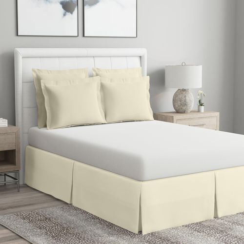 Bed Maker’s Never Lift Your Mattress Wrap Around Bed Skirt, Classic Style, Low Maintenance Wrinkle Resistant Fabric, Traditional 14 Inch Drop Length, Cream, California King
