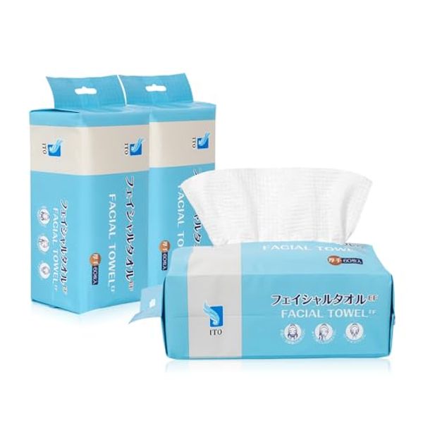 ITO Facial Towel EF 3-Piece Set, Fluffy and Thick, OEKO-TEX® Certified, Original EF Fabric, Cleansing Towel, Facial Wash Towel, Cotton Towel, Disposable Face Towel, Soft, Gentle Absorbent and Moisturizing 