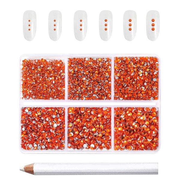 Beadsland 7200pcs Flat Back Rhinestones, Nail Gems Round Crystal Rhinestones for Crafts, 6 Sizes Mixed with Wax Pencil Kit, SS3-SS10, Hyacinth