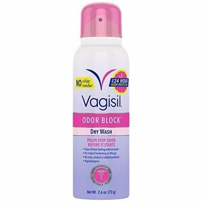 Vagisil Odor Block Feminine Dry Wash Deodorant Spray for Women Gynecologist T...