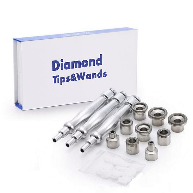 9 Tips 3 Wands Diamond Dermabrasion Accessory Tips Diamond Wands Cotton Filter