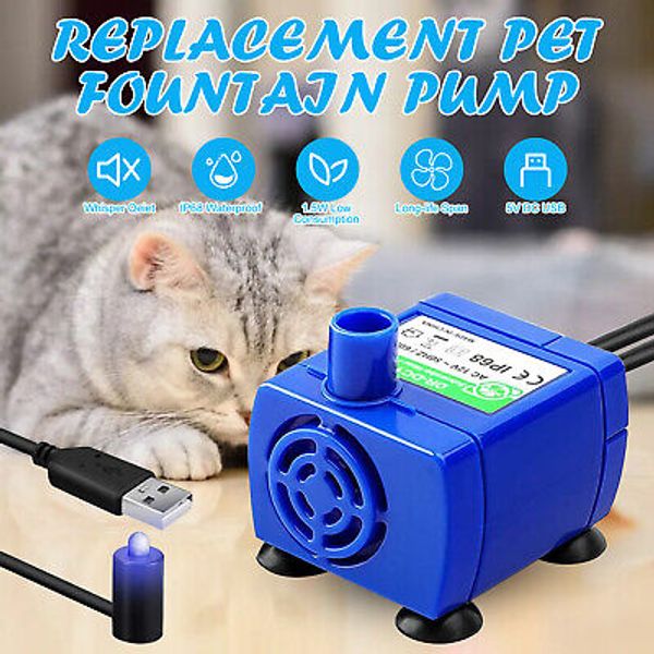 Pet Water Dispenser Pump USB Rechargeable LED Light Cat Drinking Fountain Motor