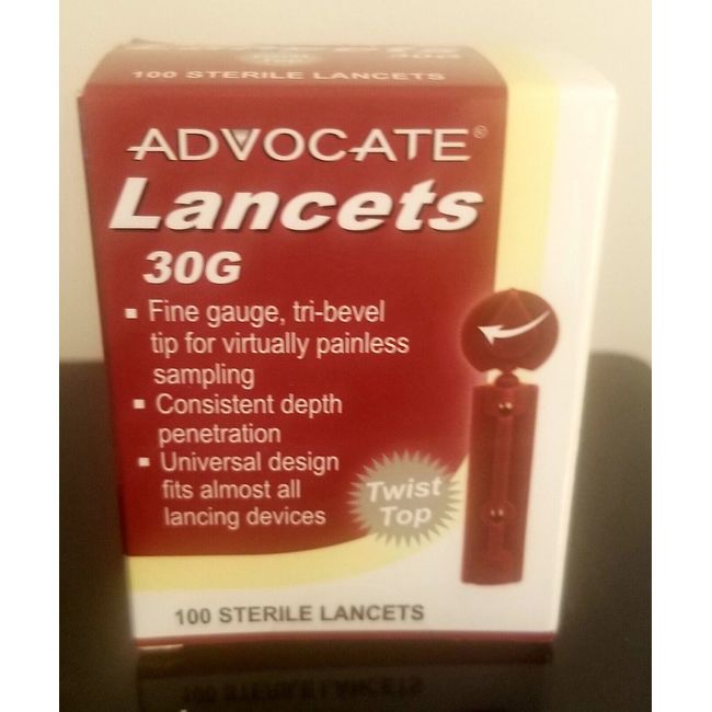 Advocate Sterile Lancets 30G, Twist Top, 100 Lancets EXP. 11/26 -9/27