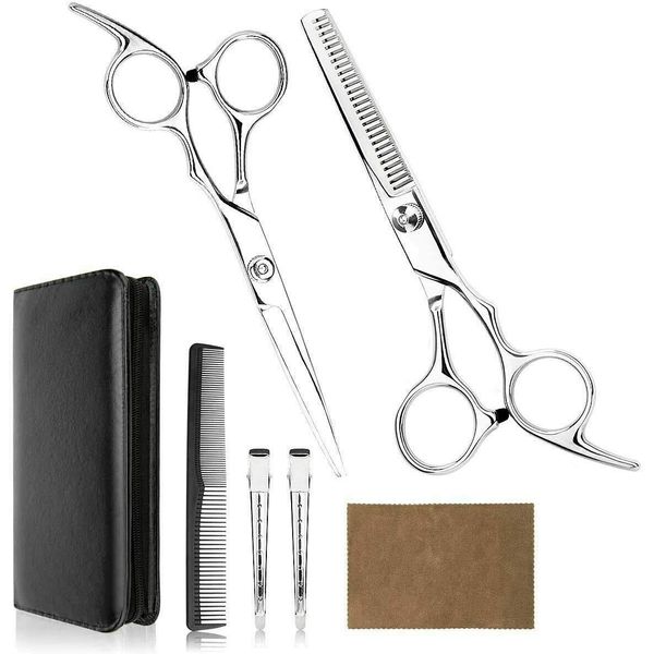 Professional Hairdressing Scissors Thinning Scissors Hair Scissors Set 5.5" in Silver Kit
