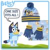 Bluey Bobble Hat + Snood Scarf + Gloves Set Blue One Size