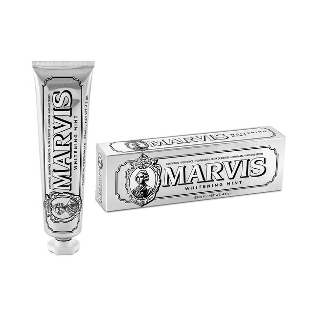 Marvis Whitening Toothpaste, Mint, 85ml, Promotes the Natural Whitening of the Teeth, Plaque Removal Toothpaste, Long-Lasting Freshness