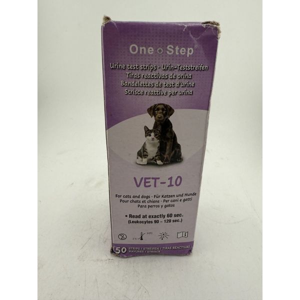 Pet Urine Test Strips Vet, Cat, Dog 10 Parameter Urinalysis 50 Test Tub 4/13/25