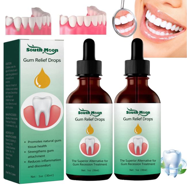 2PCS Gum Regrowth Drops,Gum Restore Plus Liquid Drops Mouthwash,Gum Repair for Receding Gums for Oral Care,Receding Gum Treatment for Gum Regrowth,Natural Gum Repair Treatment for Receding Gums