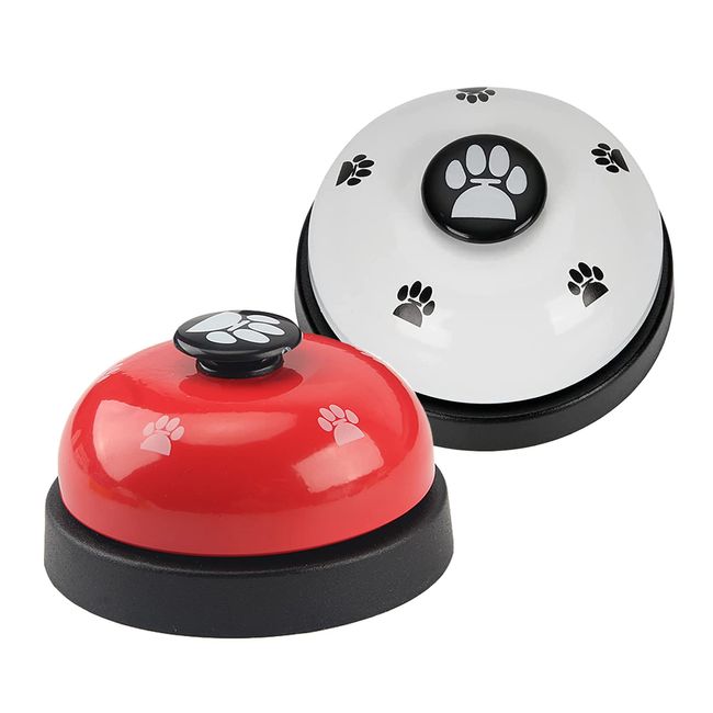 DFsucces Call Bell for Dogs and Cats, Tabletop Bell, Call Bell, Training Supplies, Pet Toys, Pack of 2, Bell Bell (White & Red)