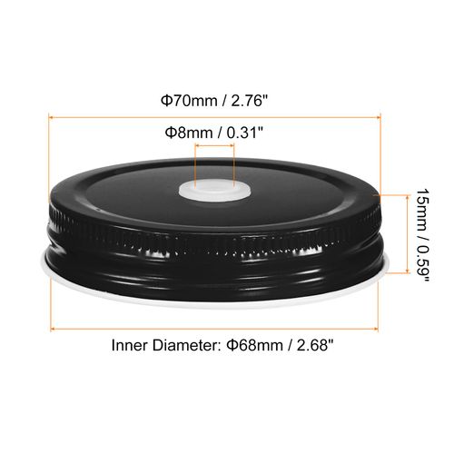 uxcell 24Pcs Mason Jar Lids with Straw Hole, 70mm Tinplate Canning Lids Fits Regular Mouth Mason Jar, Drinking Lids Set Reusable for DIY, Drinking, Daily Food Storage, Black