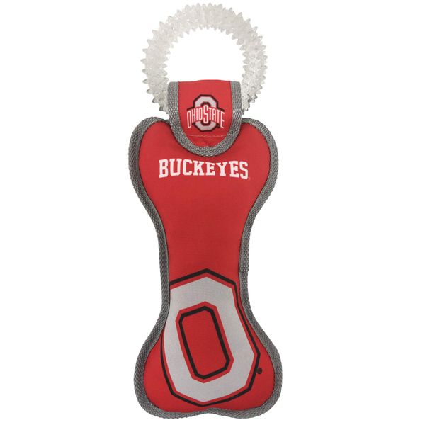 Pets First NCAA Ohio State Buckeyes Dental Dog TUG Toy with Squeaker. Tough PET Toy for Healthy Fun, Teething & Cleaning Pets Teeth & Gum