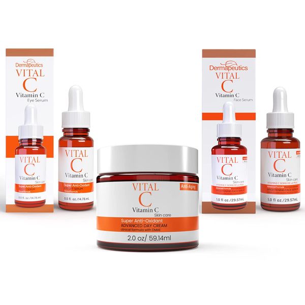 Vitamin C Eye & Face Serum, and Advanced Day Cream for Face Bundle