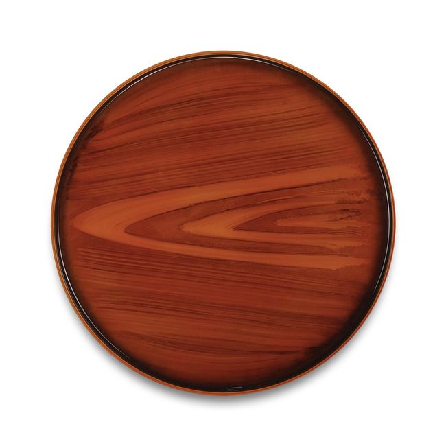 TATSU-CRAFT Wood Grain Painting Tray, 11.8 inches (30 cm), Round, Non-slip, Woodgrain, Teak Tray, Non-Slip, Stylish, Plastic, Cute, Round, Square, Deep, Kitchen, Non-slip, Non-slip Treatment, For Tea