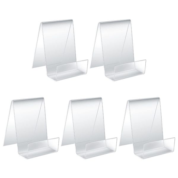 Acrylic Stand, Display Stand, Acrylic Display Easel, With Ledge, Display Stand, Bookcase, Transparent Acrylic Book Stand, Card Stand, Card Stand, For Displaying Acrylic, Photos, Books, Notebooks, Etc. Set of 5