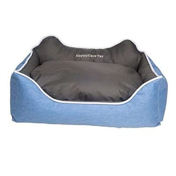 Rectangle high back Pet Bed, By Happycare 34.0"L x 24.0"W x 9.0"Th Blue/Gray