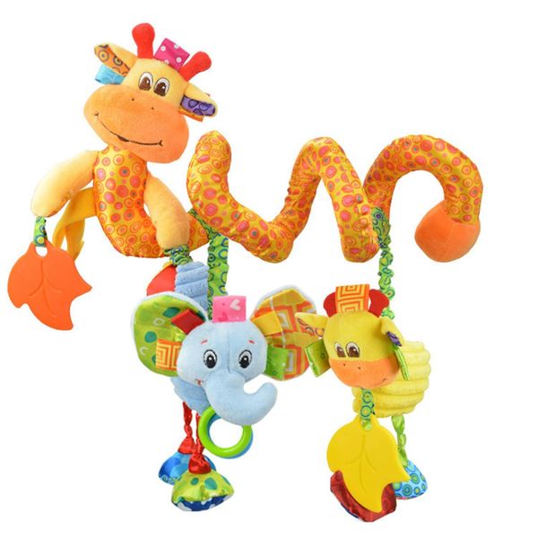 Jollybaby Baby Car Seat Stroller Crib Toys, Plush Hanging Spiral Activity Pram Crib Toy with Music Box, Rattles, Squeaker for Babies Infant Boys Girls Gifts (Giraffe)