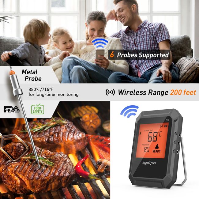 380 Celsius Wireless Bluetooth BBQ Smoker Grill Thermometer