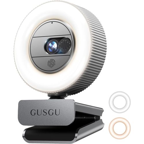 GUSGU G910 2K Quad HD Webcam for PC with Microphone Light and Privacy Cover Web Camera for Desktop Computer Laptop Macbook USB Streaming Camera