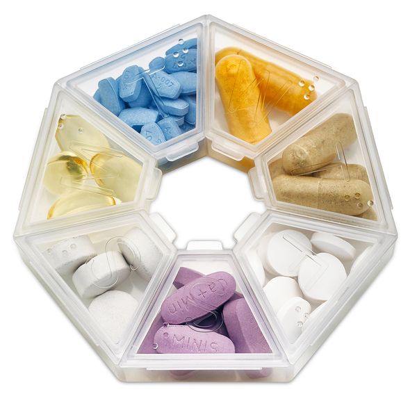 MEDca Weekly Pill Organizer Clear 7-Sided Pill Reminder, Round Shaped
