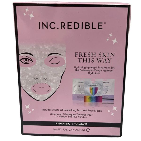 INC.redible Fresh Skin This Way Hydrogel Hydrating Gel Face Masks Includes 3 Ct