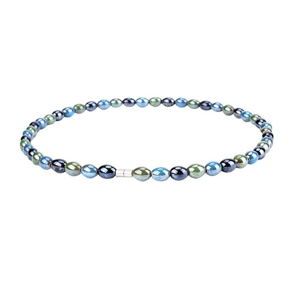 Power Ionics 0.3 inches Colorful Tourmaline Beaded Necklace, Infinity Necklace, Fit for Size 19 inch, with Magnet Buckle