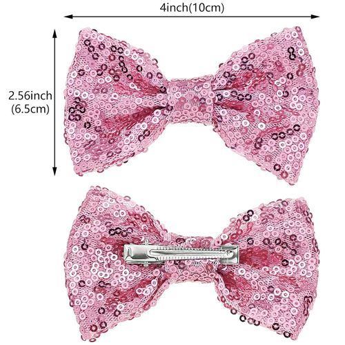 5 Pcs Bow Hair Clips Sequin Glitter Bowknot Hair Barrettes Fairy Sparkling Alligator Clips Cute Headpiece Accessories for Women Girls