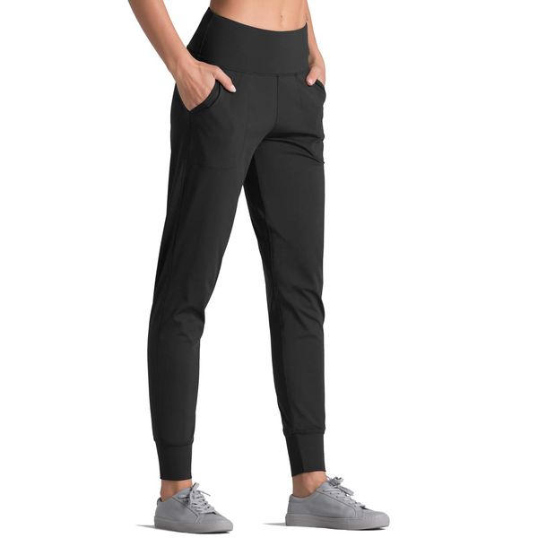 Dragon Fit Joggers for Women with Pockets,High Waist Workout Yoga Tapered Sweatpants Women's Lounge Pants (Medium, Joggers78-Black)