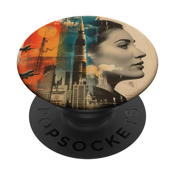 Abstract Female Face Profile Collage Art Collagewave PopSockets Swappable PopGrip