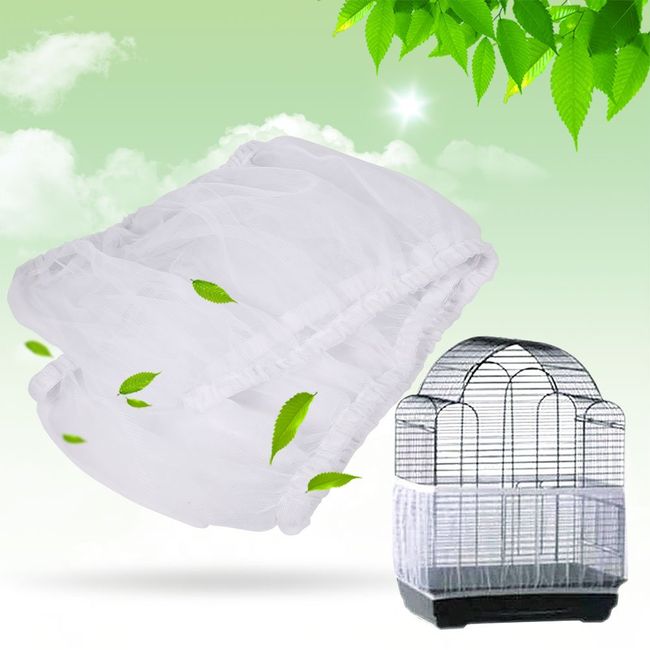 Bird Cage Seed Catcher, Large Size Ventilated Nylon Bird Cage Cover Shell Seed Catcher Bird Cage Skirt Birdcage Cover Skirt Seed Guard Pet Products for Parrot Bird Pet (White)