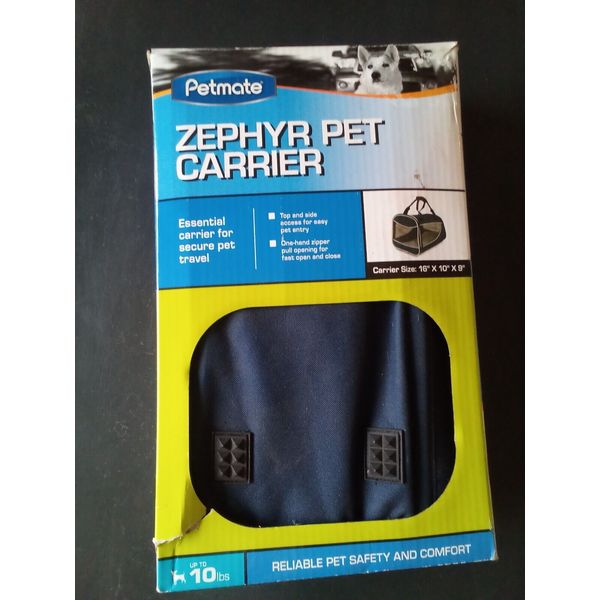 Zephyr Pet Carrier 10 LB  AIR/CAR travel 16" L X 10" W X 9" H Navy Blue