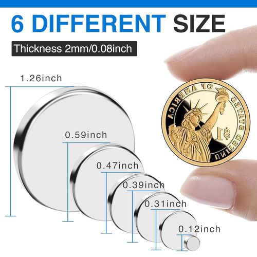 TRYMAG Small Strong Magnets, 6 Different Size, 255Pcs Rare Earth Magnets for Crafts, Heavy Duty Neodymium Magnets Round Refrigerator Magnets for Whiteboard, Billboard in Home, Kitchen, Office, School