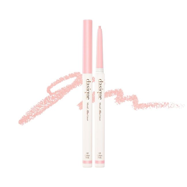 dasique Mood Slim Liner (08 Cotton Pink) | Waterproof Eyeliner | Soft Gliding | Retractable | Eye Contour | Aegyosal