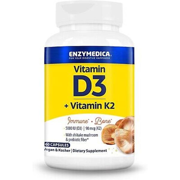 Enzymedica D3 + Vitamin K2 60 Caps