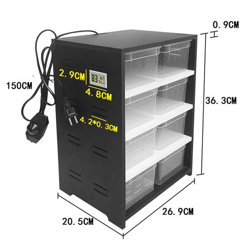 Black Large Reptile Breeding Tank Cabinet Turtle Cage, Acrylic Pet Feeding Box with Hygrometer Heating Pad Thermostat for Insect Fish Spider Turtle Lizard Cage