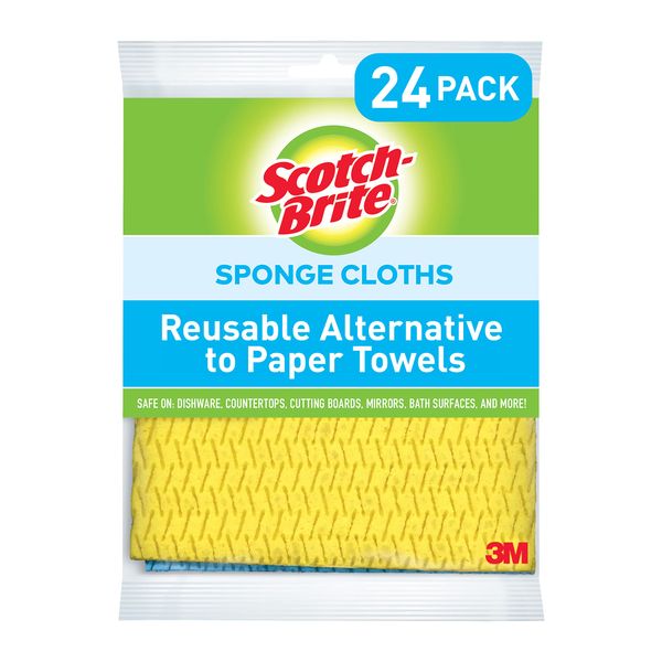 Scotch-Brite Sponge Cloth, Swedish Dish Cloths, Alternative to Reusable Paper Towels, 24 Sponge Cloths