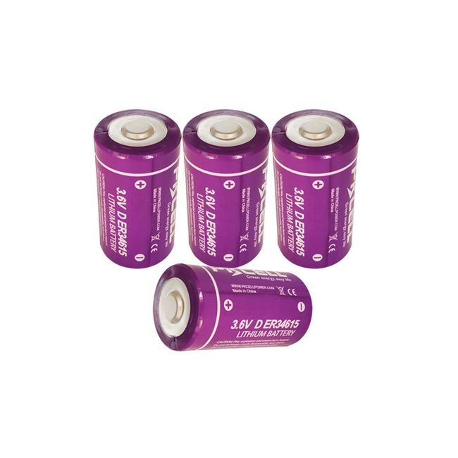 PKCELL D Cell Battery 3.6v Lithium Battery ER34615 19000mAh 4 Counts