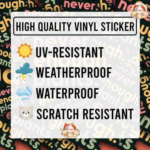 (3Pcs) Never Enough Plants Clear Sticker Gift for Gardener Botanical Plant Lover Decal Waterproof Vinyl Stickers Adult for Laptop Kindle Car Tumbler Water Bottle Mug Phone Notebook - Size 3”x2.2”